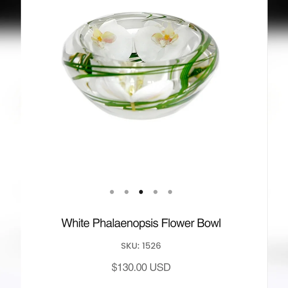 Elegant Glass Bowl with White Floral Design